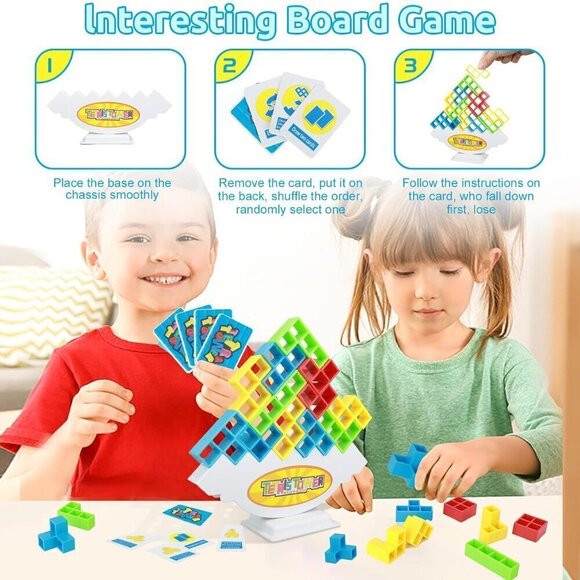 Tetra Tower Stacking Building Balance Block Game (32 PCS) / BRAND NEW - Picture 2 of 6